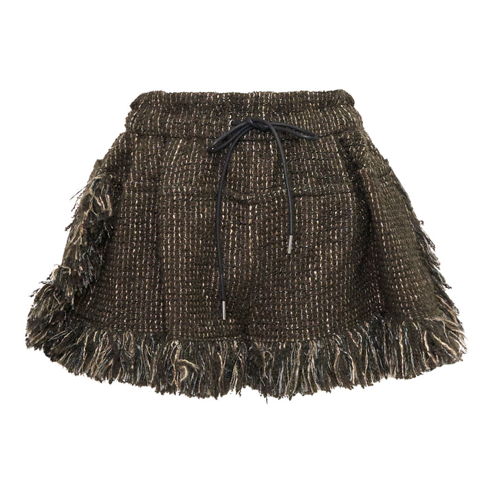 Fringe Tweed Mini Skirt