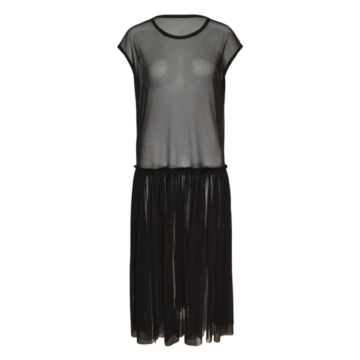 Gathered Sleeveless Mesh Dress