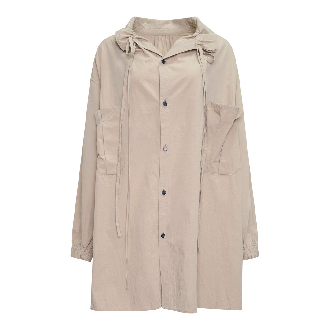 Gather Collar Hooded Coat