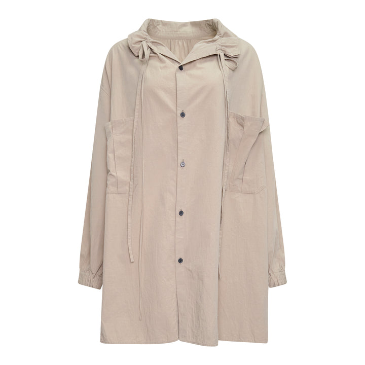 Gather Collar Hooded Coat