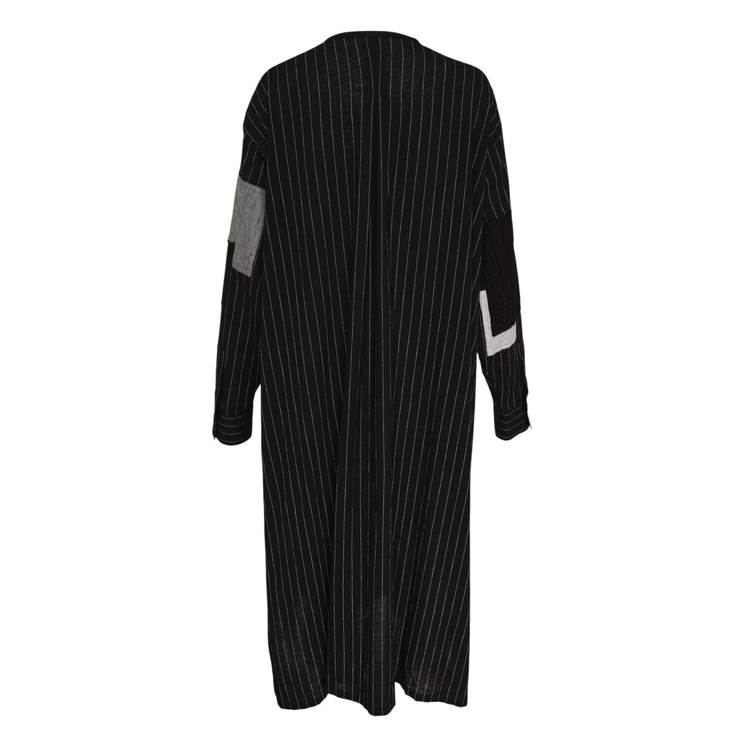 Patchwork Pinstripe Shirt Dress