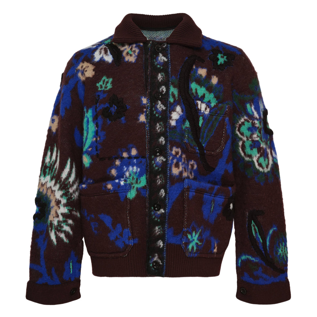 Floral Jacquard Knit Blouson