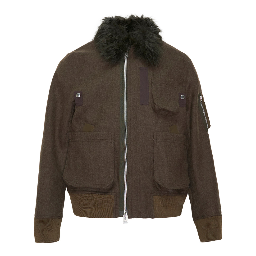 Wool Melton Fur Collar Blouson