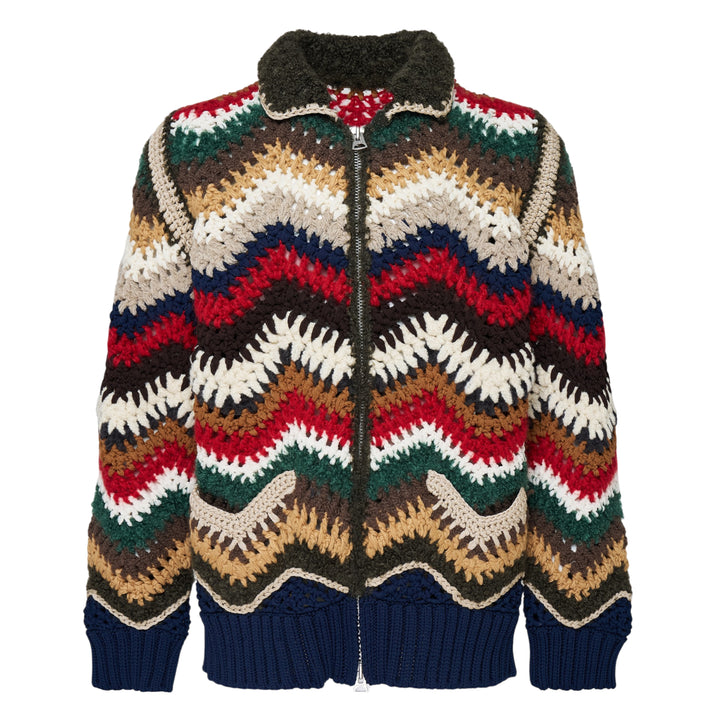 Mix Crochet Knit Blouson