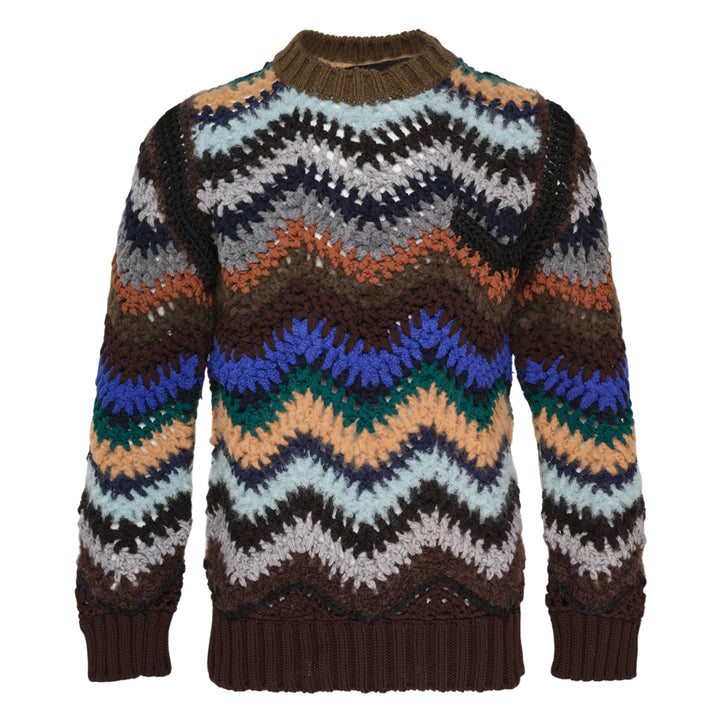 Mix Crochet Knit Pullover