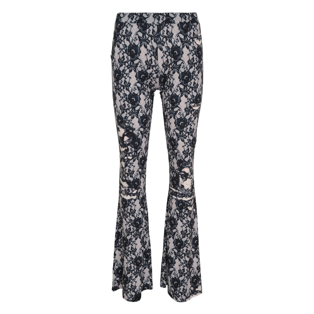 Black Lace Printed Flare Pants