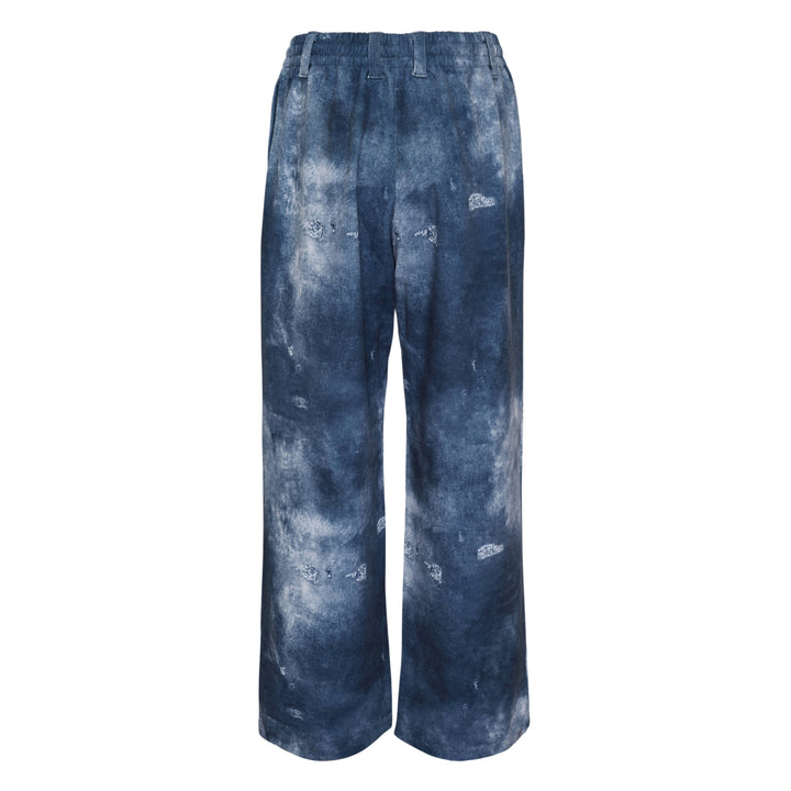 Blue Trompe L'Oeil Denim Print Sweatpants