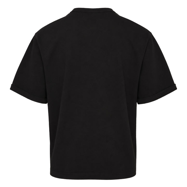 Black Logo Pin-Tucked Tee