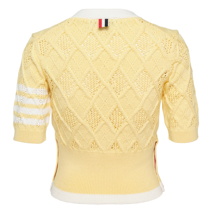 Argyle Pointelle Cable Cardigan