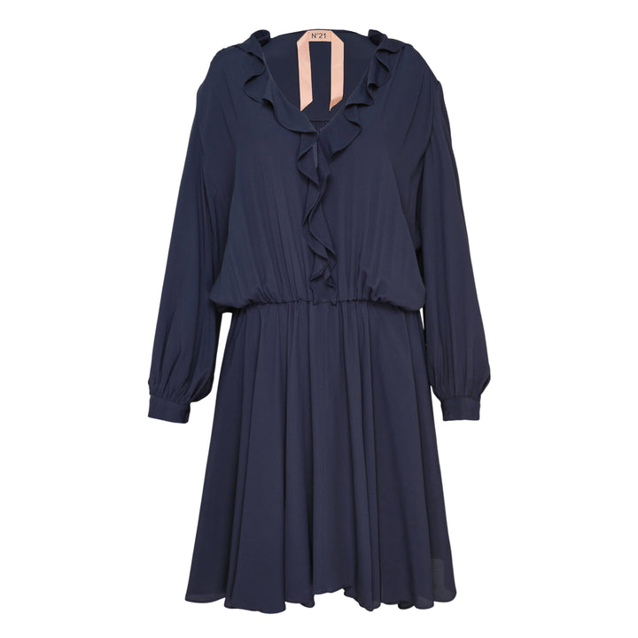 Ruffle Neckline Woven Dress