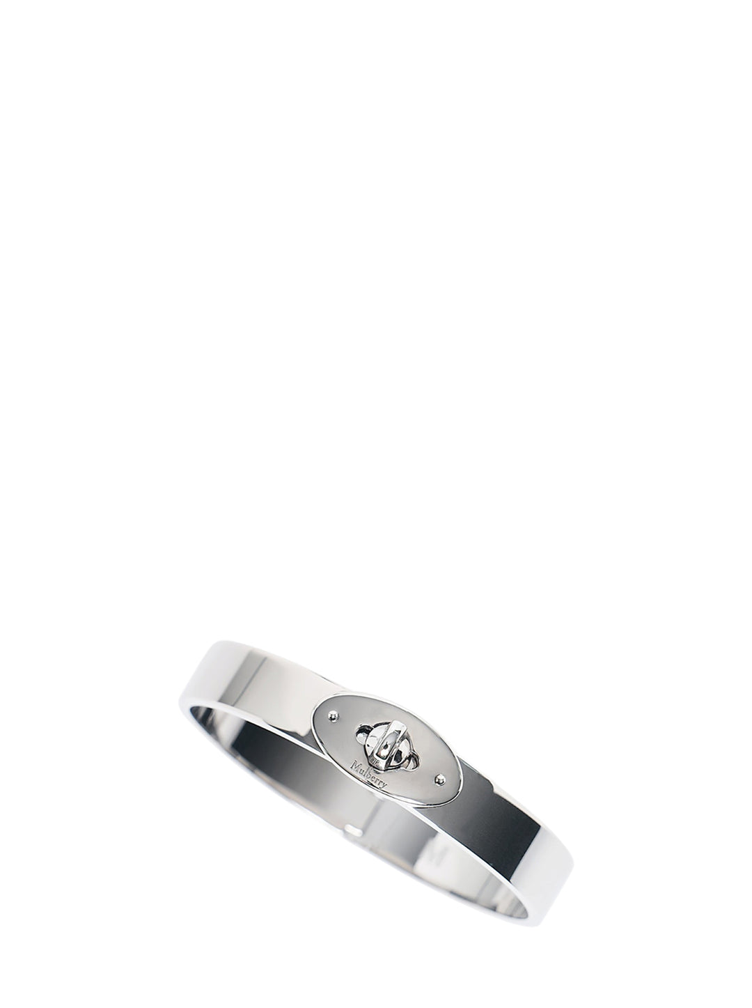 Mulberry Bayswater polished silver-tone metal bracelet with oval postman's lock closure and engraved Mulberry lettering