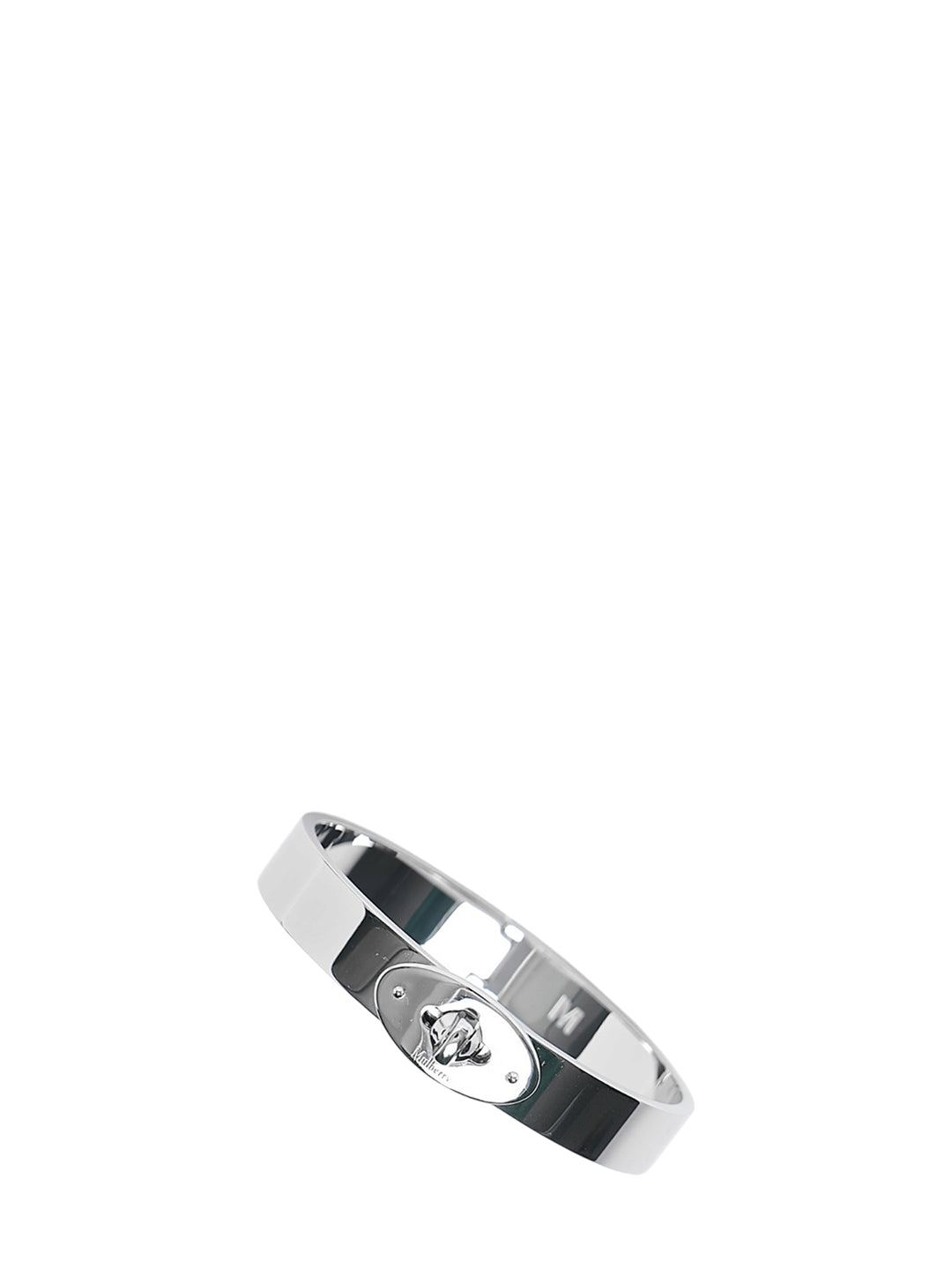 Mulberry Bayswater polished silver-tone metal bracelet with oval postman's lock closure and engraved Mulberry lettering - view 2