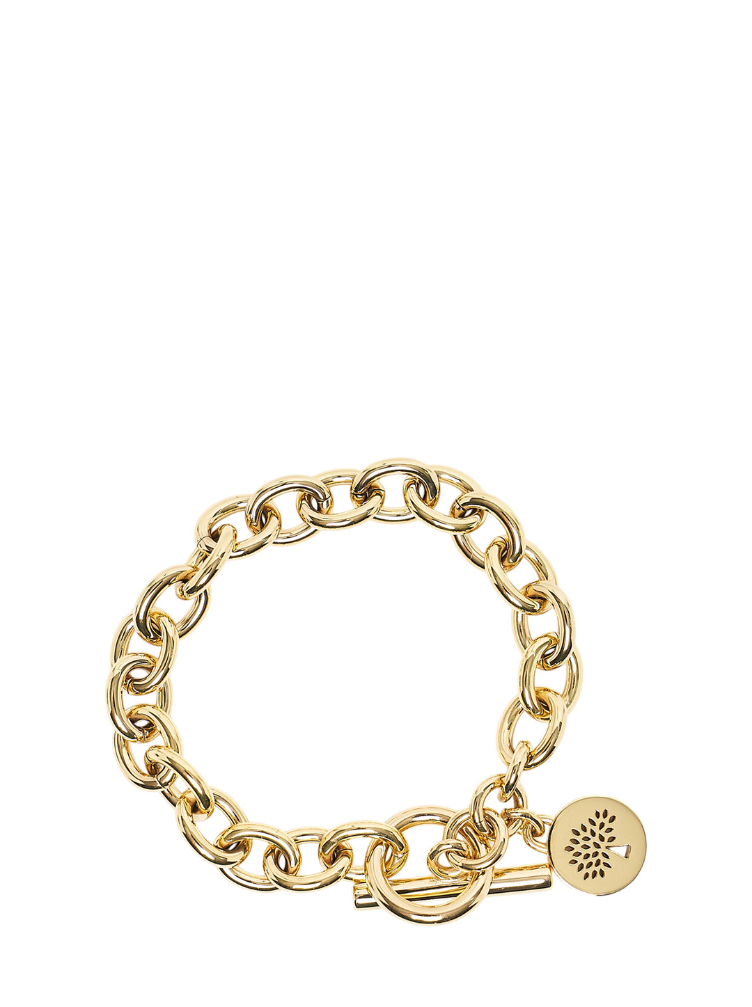 Mulberry Lily Chain Bracelet in gold-tone with oval links, toggle clasp and round tree charm