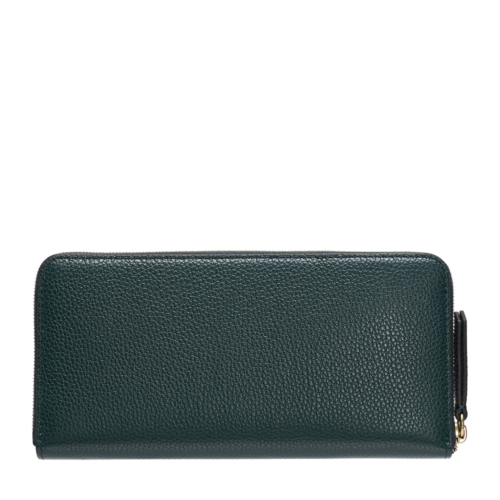 Mulberry Plaque 8 CC Zip Purse in black pebbled leather with gold-tone oval plaque hardware and zip-around closure