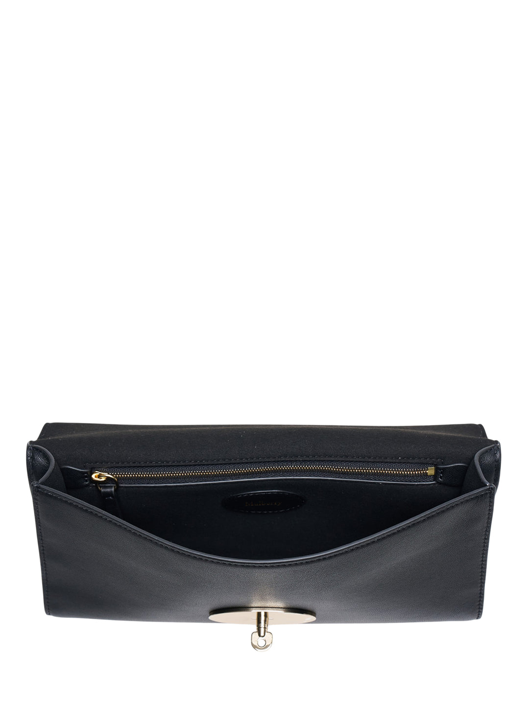 Mulberry Lily Clutch in black Vesta Nappa leather with gold-tone Postman's Lock closure and structured top handle - view 3