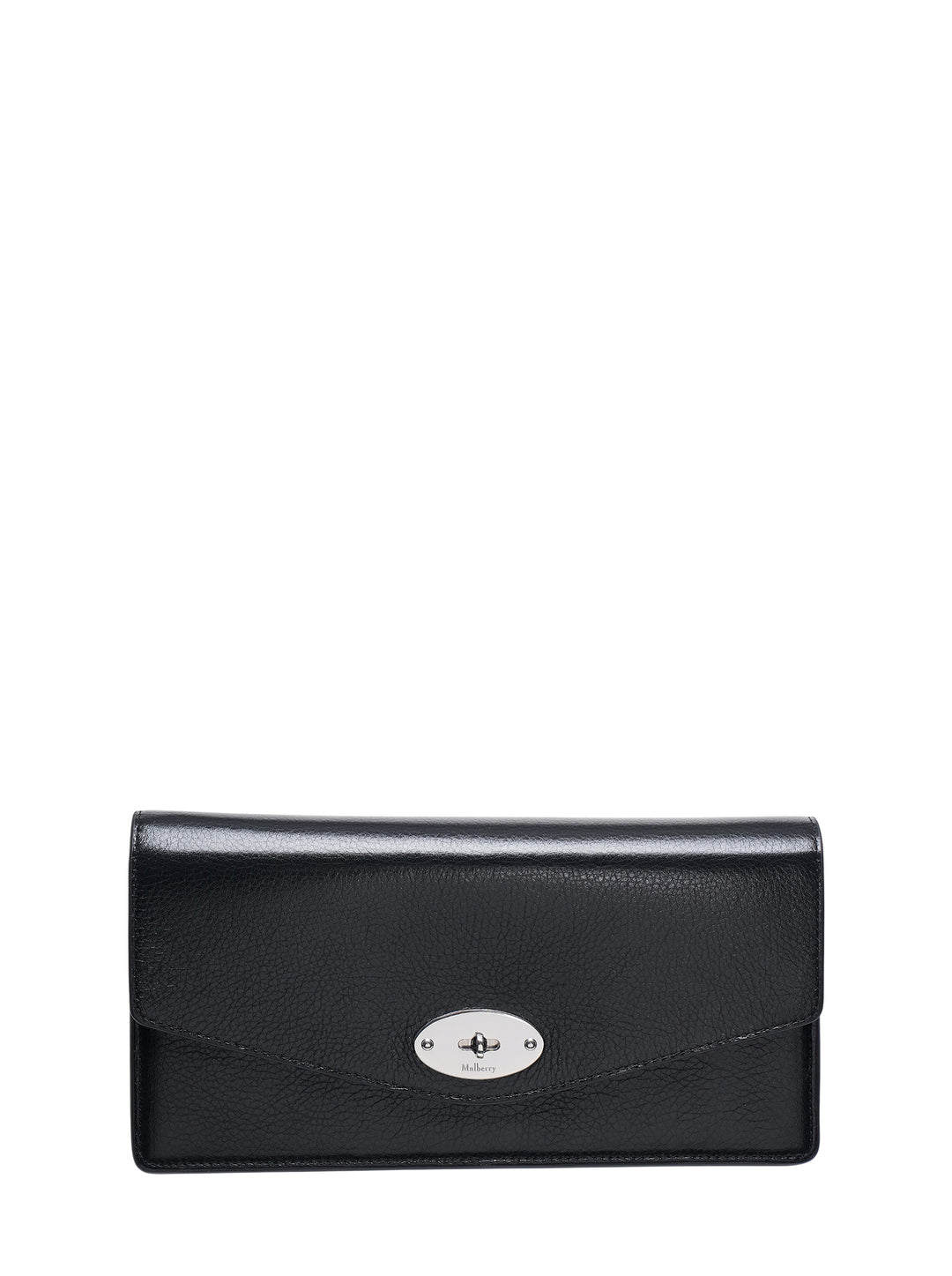 Mulberry Darley clutch in black high shine leather with silver-tone postman's lock and chain strap - view 3