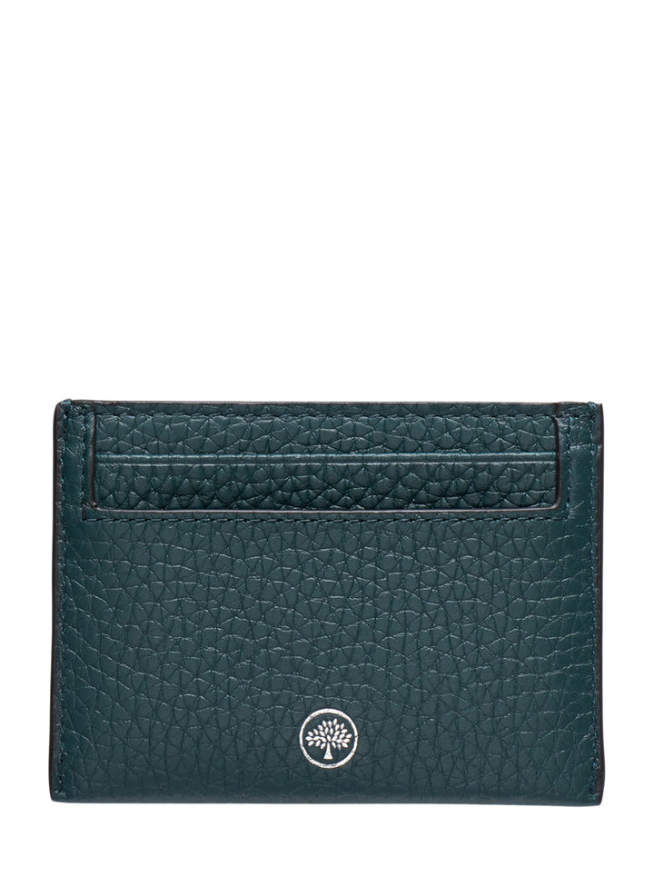 Mulberry Heavy Grain Credit Card Slip in forest green pebbled leather with multiple card slots and silver-tone logo lettering - view 2