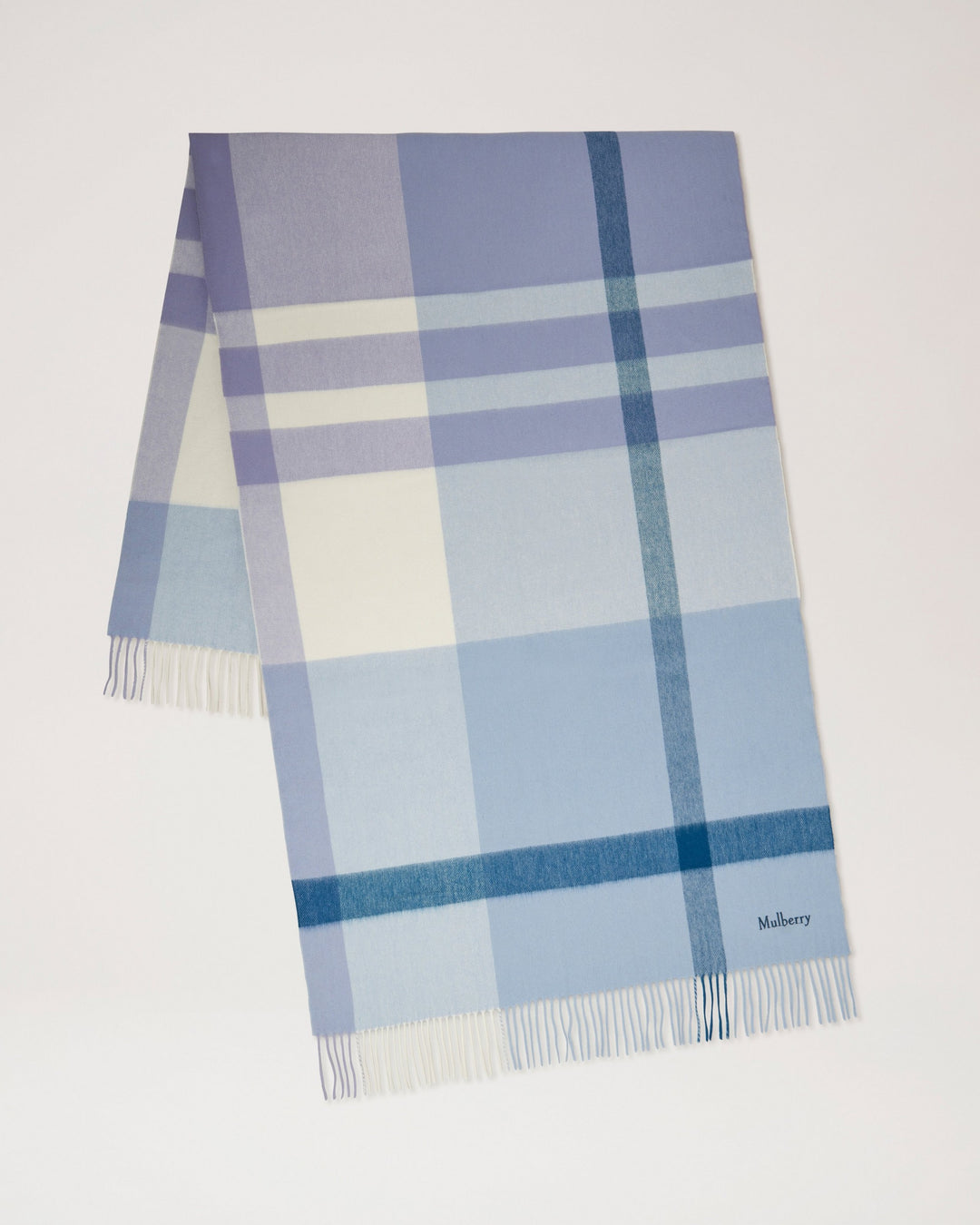 Mulberry Large Check Merino Wool Scarf
