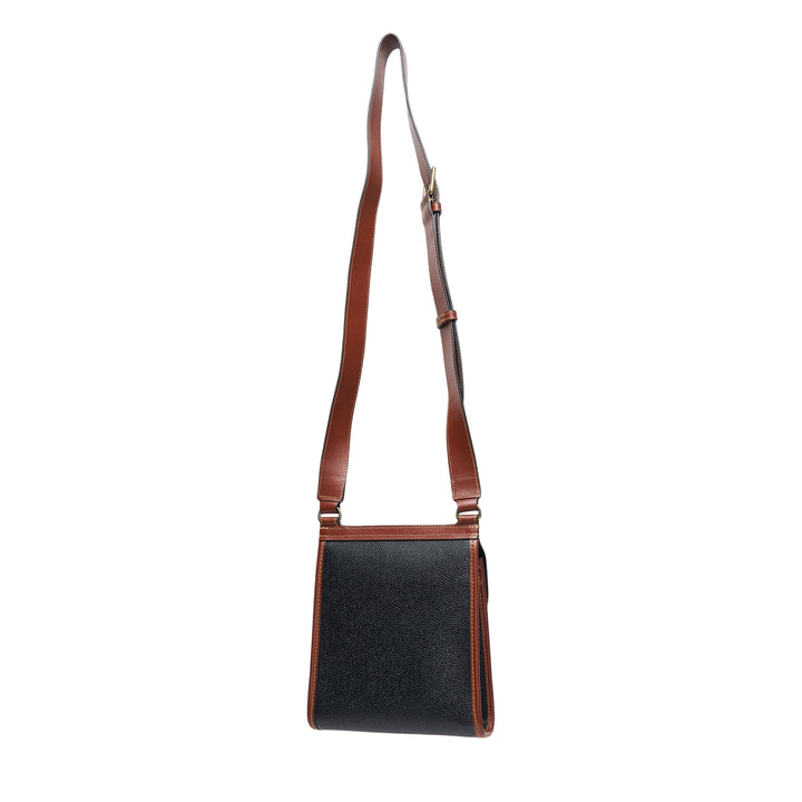 Mulberry Small Antony crossbody bag in tan smooth leather and black Eco Scotchgrain with antique brass postman's lock closure and adjustable shoulder strap