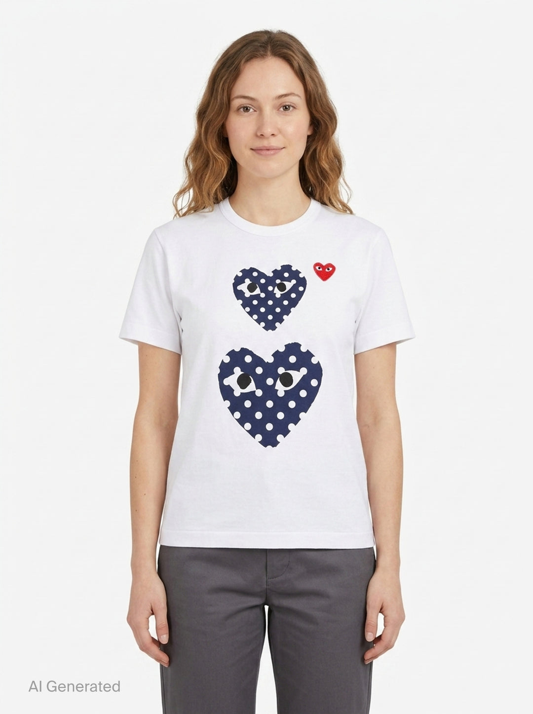 Polka Dot Double Heart Short Sleeve Tee | Comme des Garçons PLAY | Club21 - front