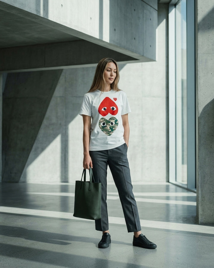 Double Heart Short Sleeve Tee | Comme des Garçons PLAY | Club21 - lifestyle