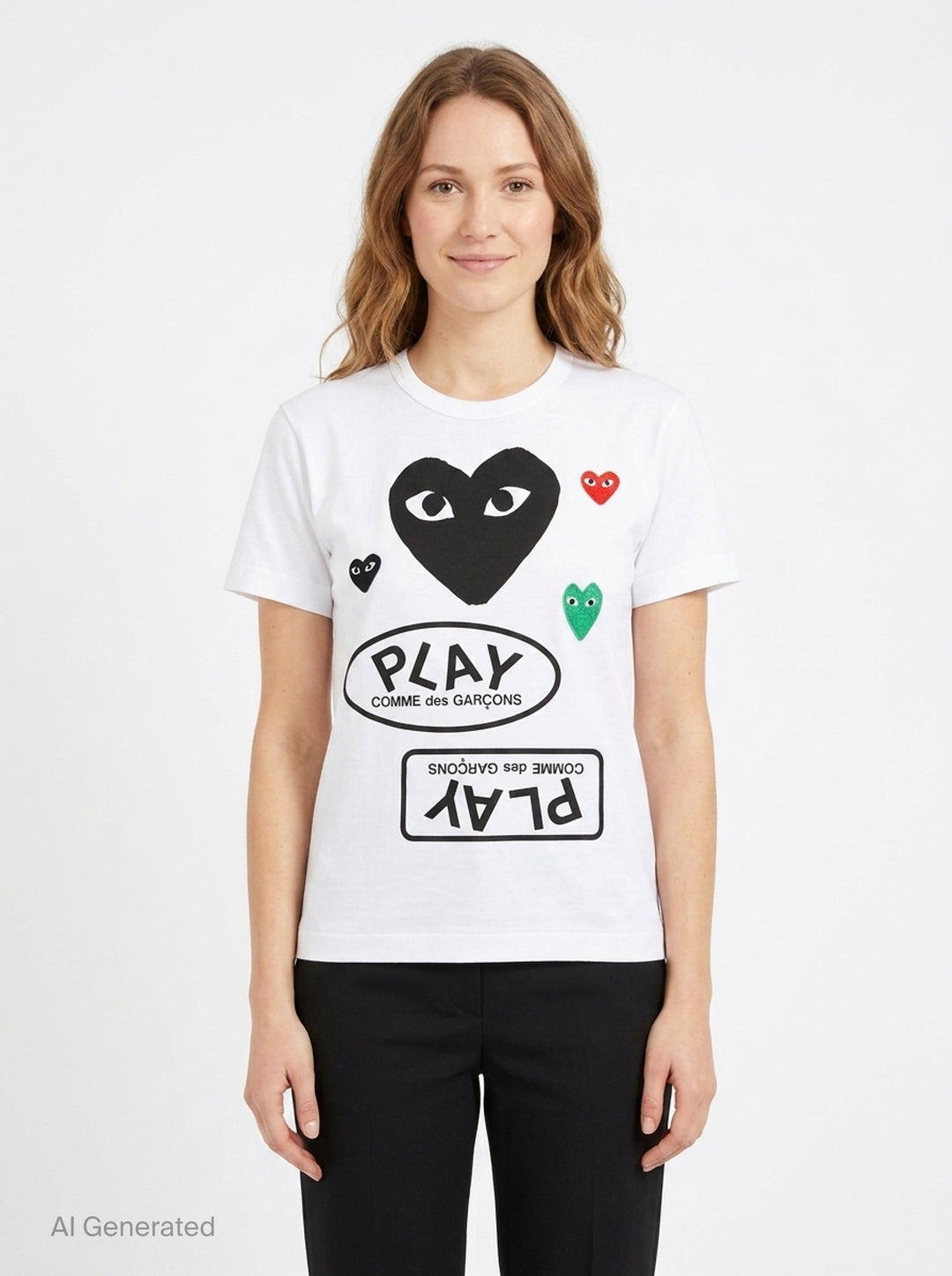 Black Heart Multi Emblem Tee | Comme des Garçons PLAY | Club21 - front