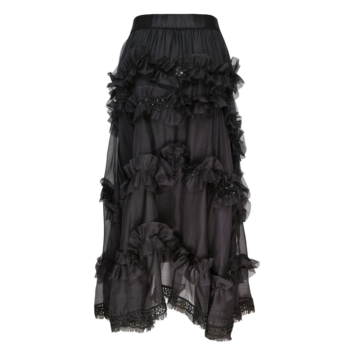 Silk Sheer Ruffled Skirt