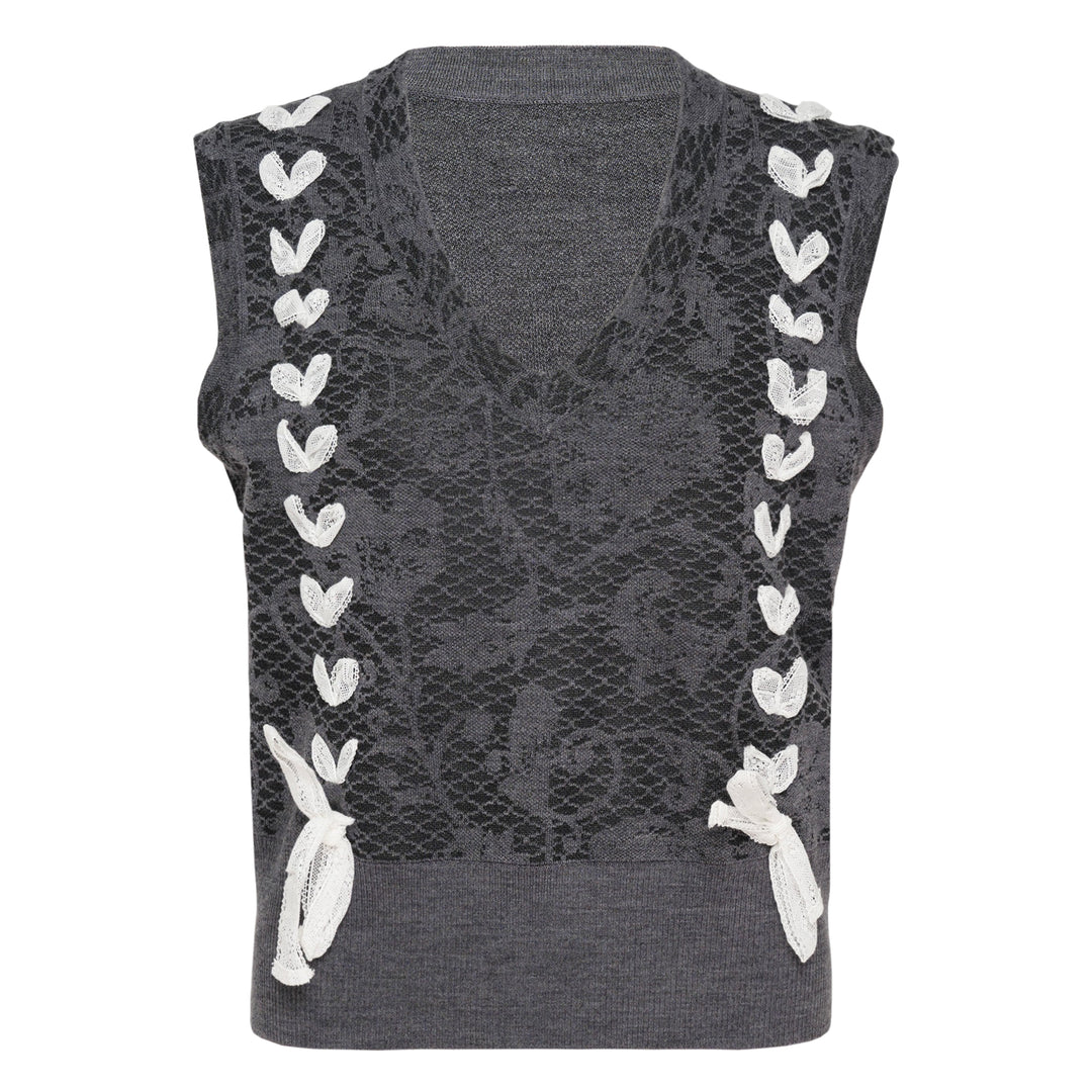 Knit Floral Lace Vest