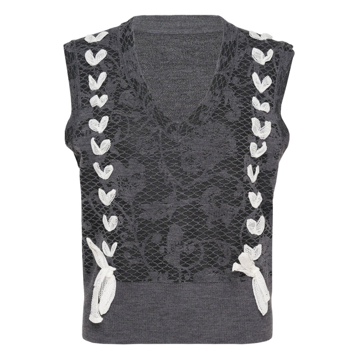 Knit Floral Lace Vest