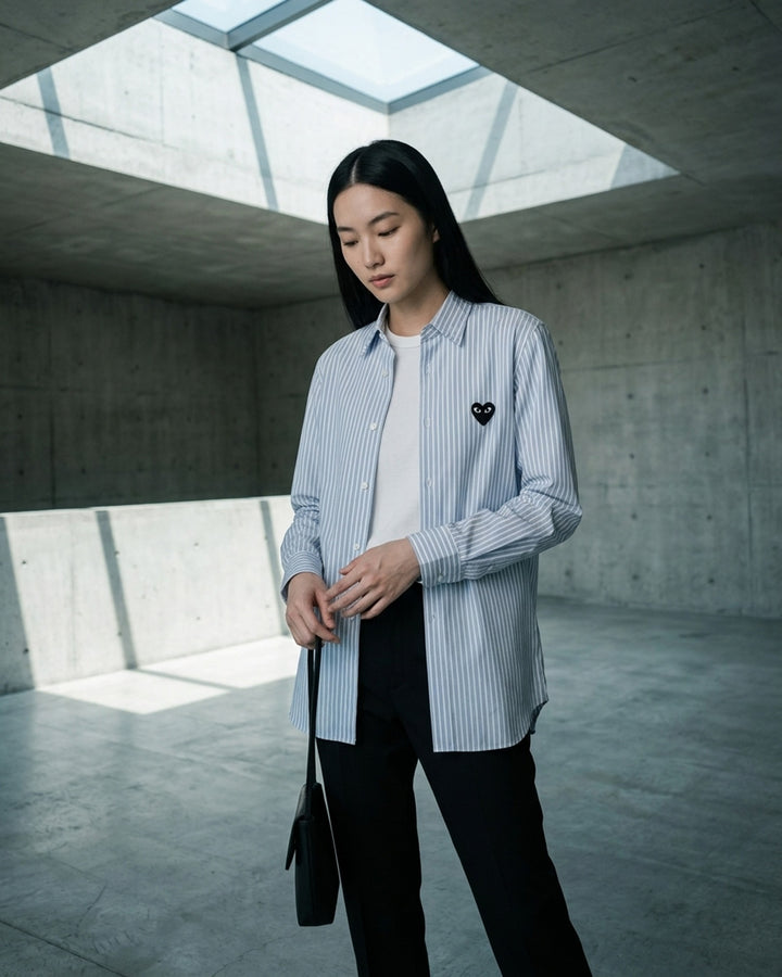 Black Emblem Long Sleeve Shirt | Comme des Garçons PLAY | Club21 - lifestyle