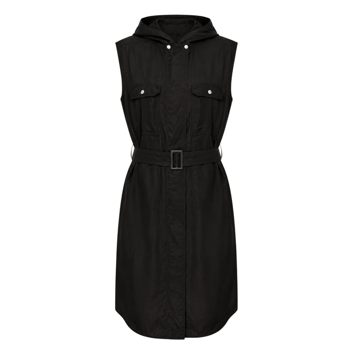Rick Owens Hooded Belted Sleeveless Coat