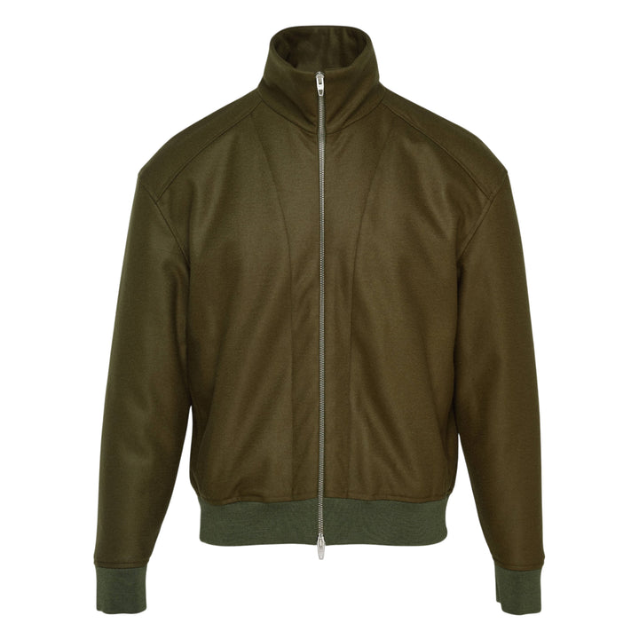 Padded Wool Melton Zip Jacket