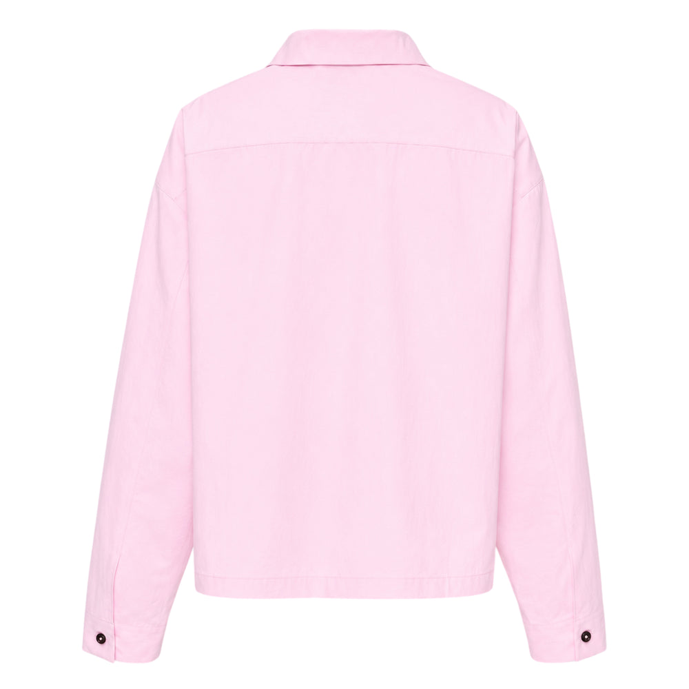 Jil Sander water-repellent recycled shirt in pale pink with a relaxed boxy silhouette, point collar, and tortoiseshell-effect button fastening - view 2