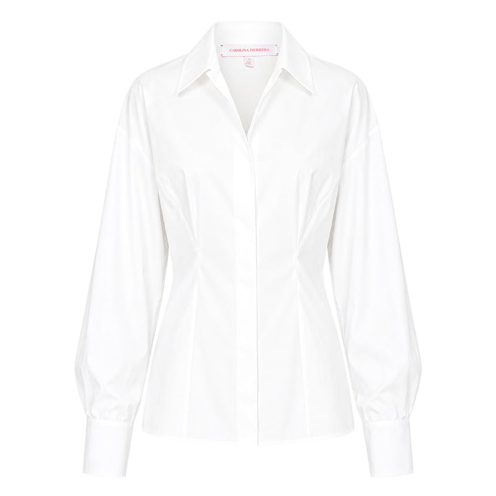 Fitted Waist Long Sleeve Collared Shirt