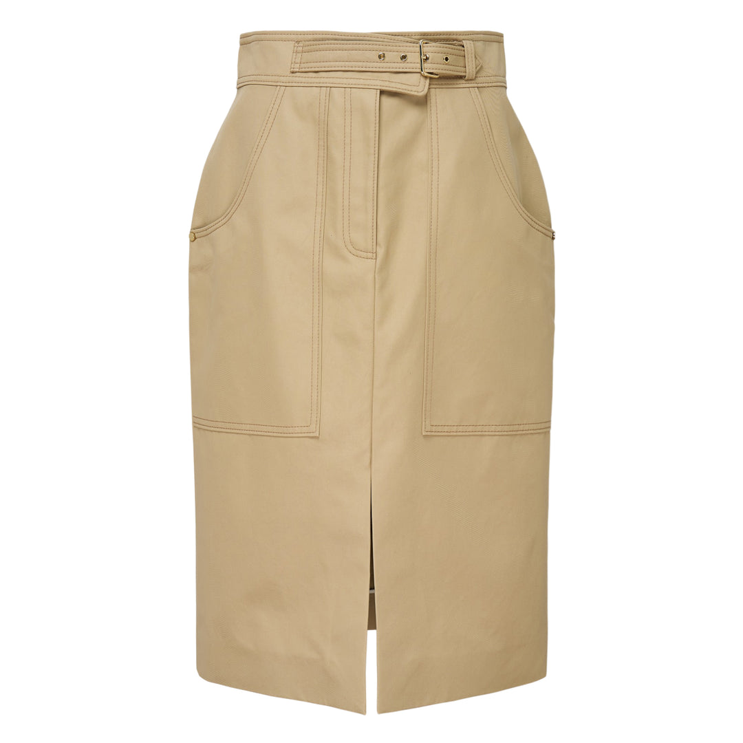 Belted Leather Pencil Skirt