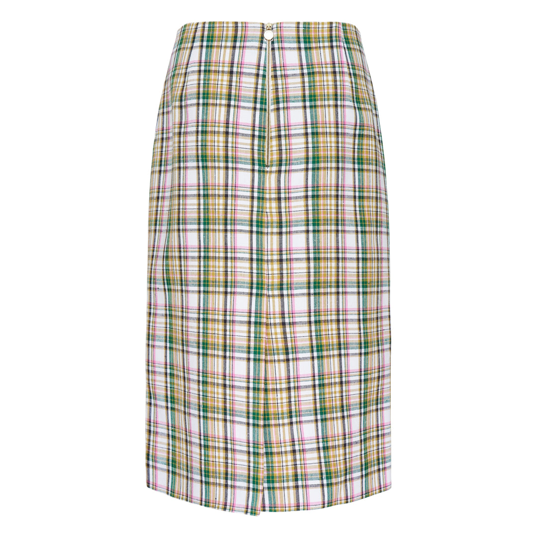 Plaid Midi Pencil Skirt