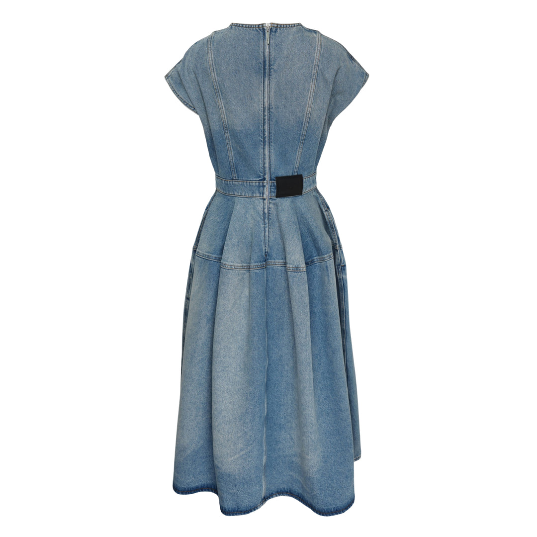 Embroidered Denim Short Sleeve Dress