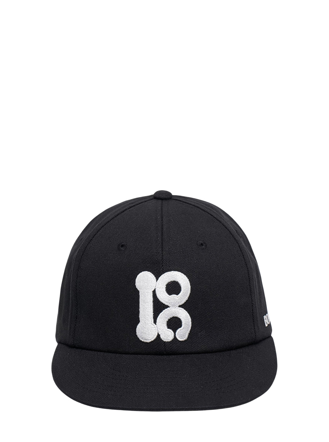 Bonbom Eye Mask Snapback in black with white embroidered graphic logo on the front and flat brim