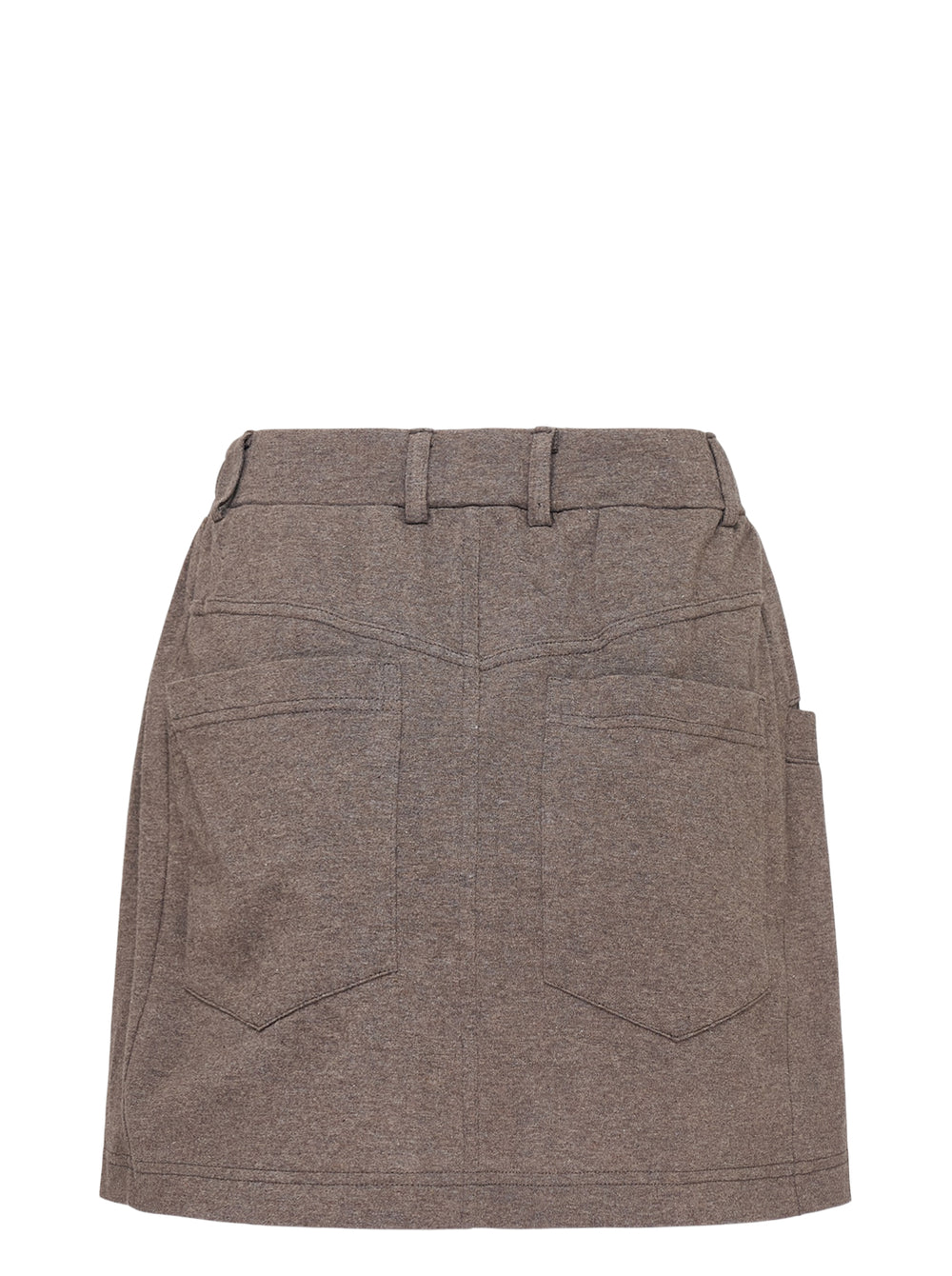 Bonbom heather brown sweat mini skirt with elasticated waist, oversized pocket and embroidered logo - view 2