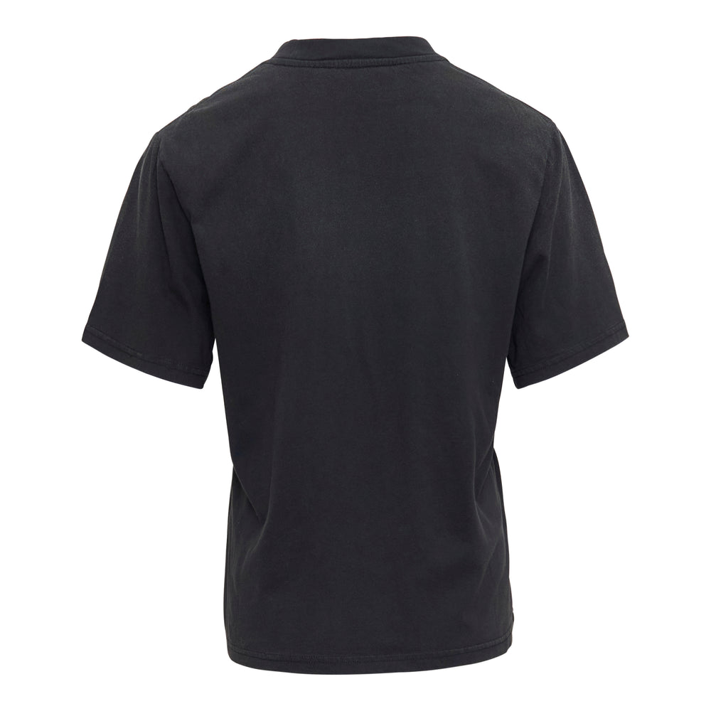 Bonbom Oval Washed Griffin Graphic Tee in vintage-washed black, featuring a gothic-lettered Bonbom logo and heraldic griffin crest oval print on the chest, relaxed crew-neck silhouette