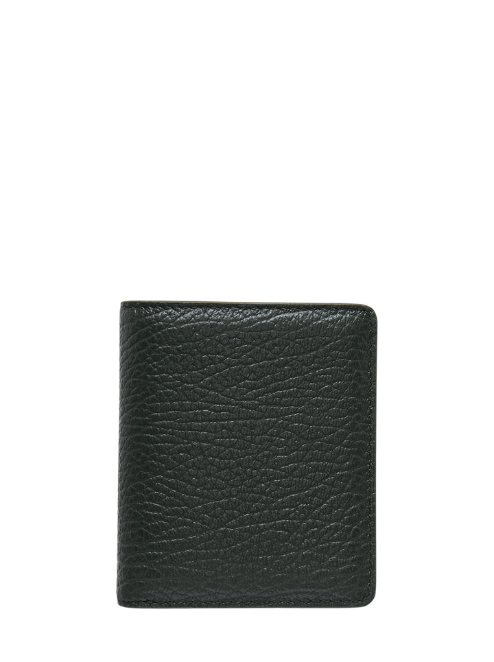 Maison Margiela black embossed grainy leather bifold wallet, front view