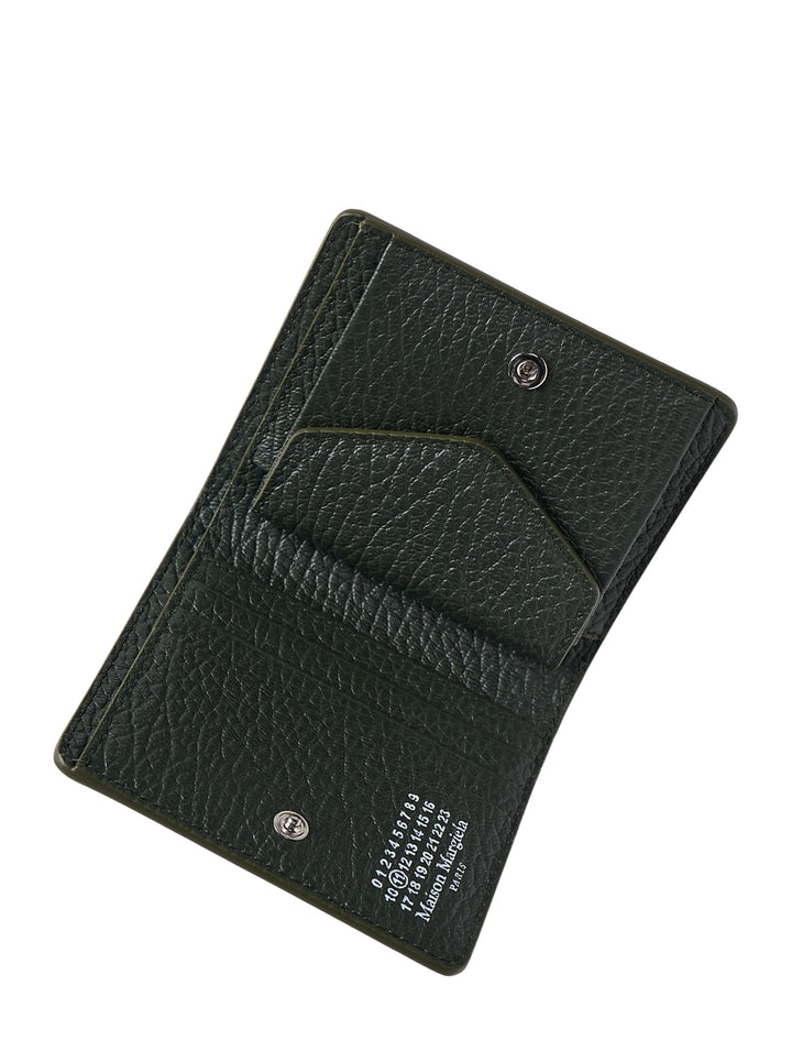 Maison Margiela black embossed grainy leather bifold wallet, front view - view 3