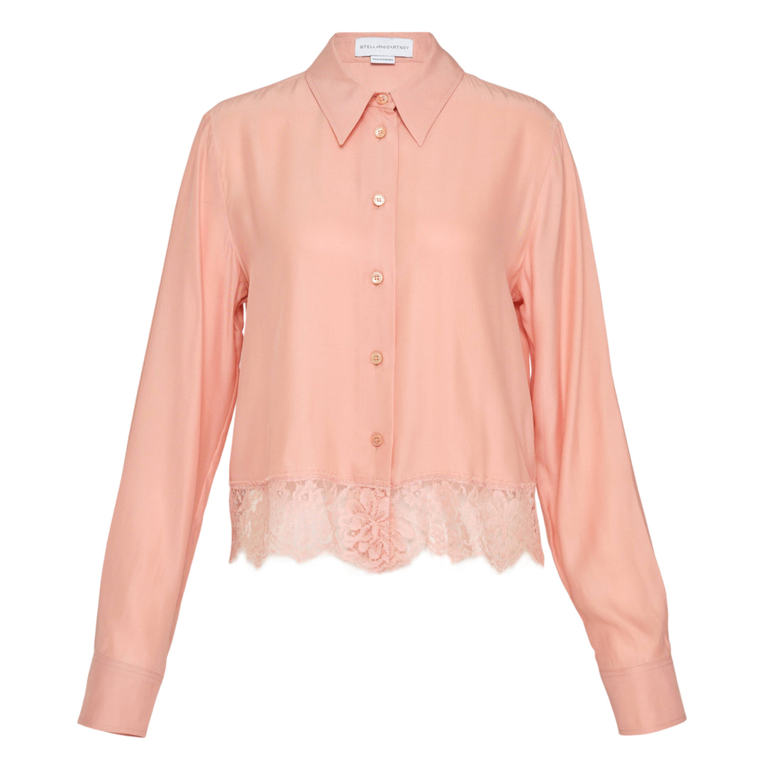 Lace-Trimmed Silk Shirt