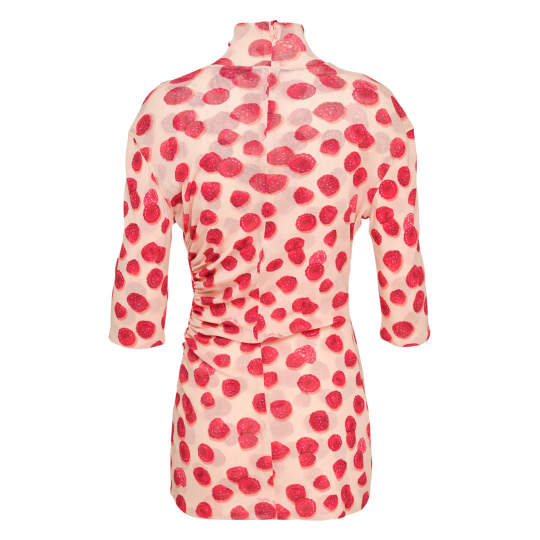 Raspberry Printed Mesh Top