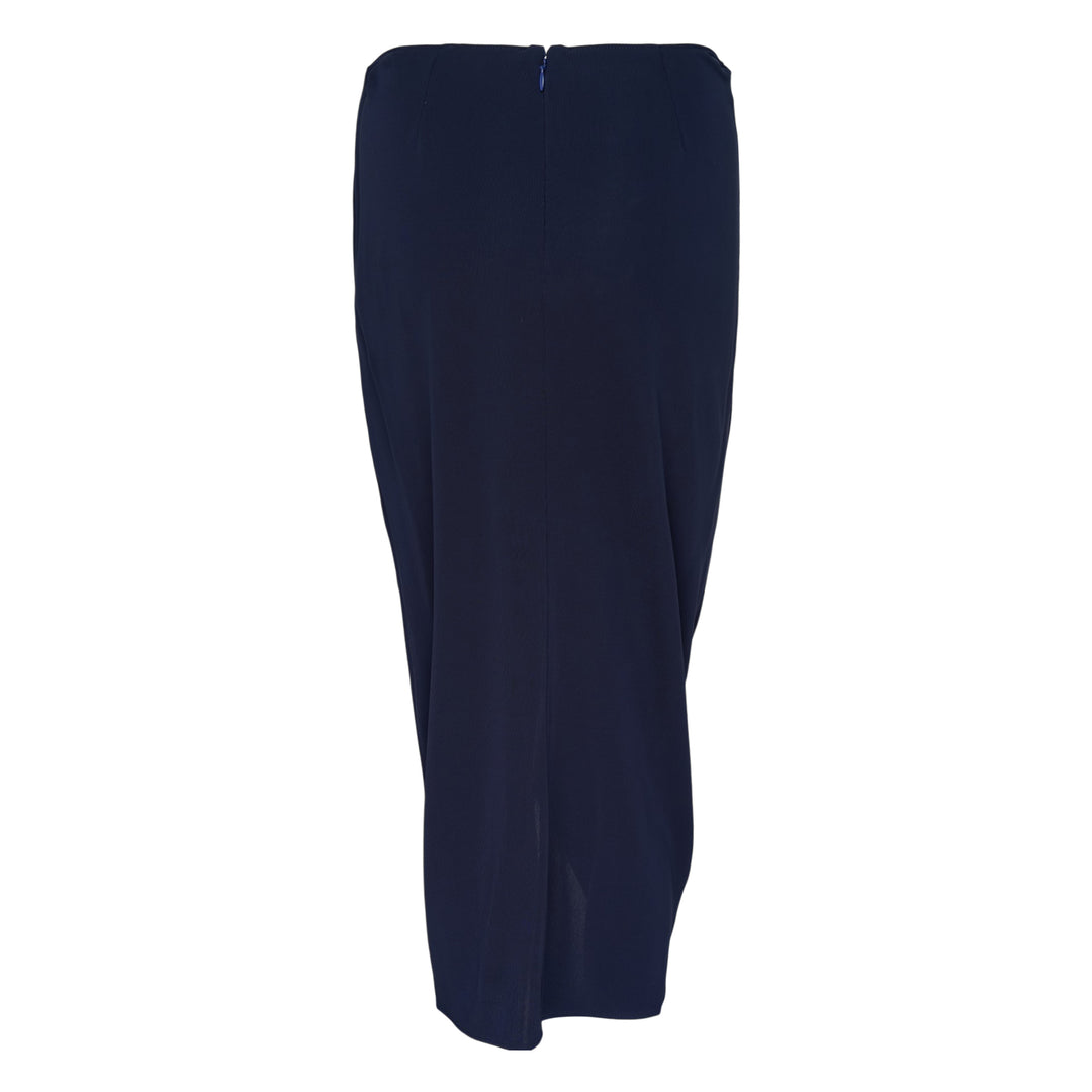 Navy Draped Midi Skirt