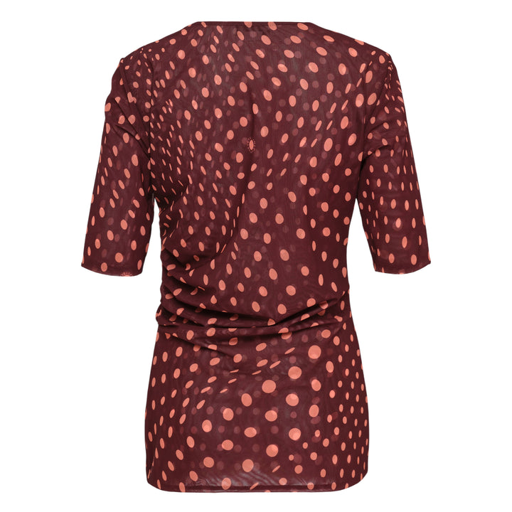 Polka Dot Mesh Scoop Neck Top