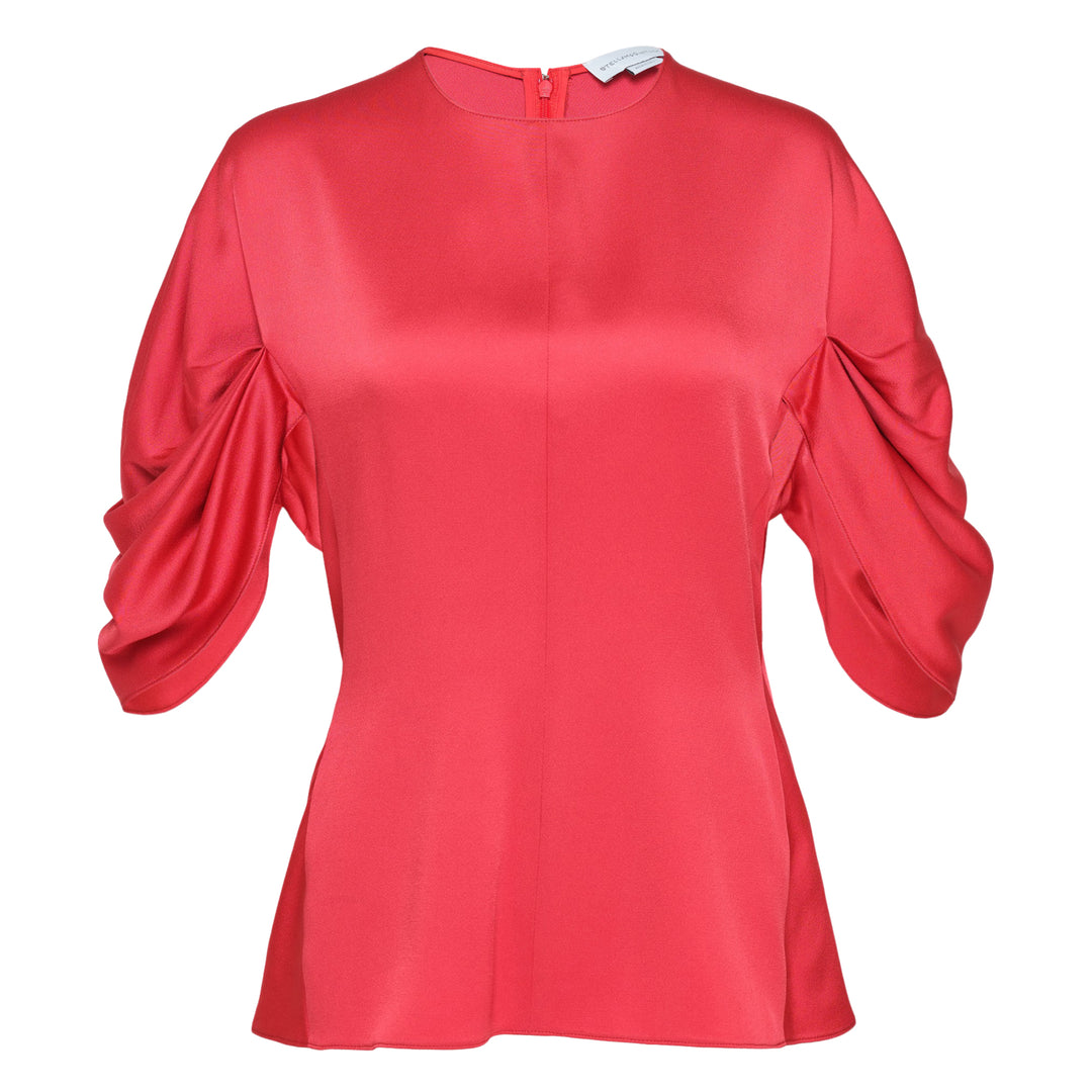 Draped Sleeve Satin Top
