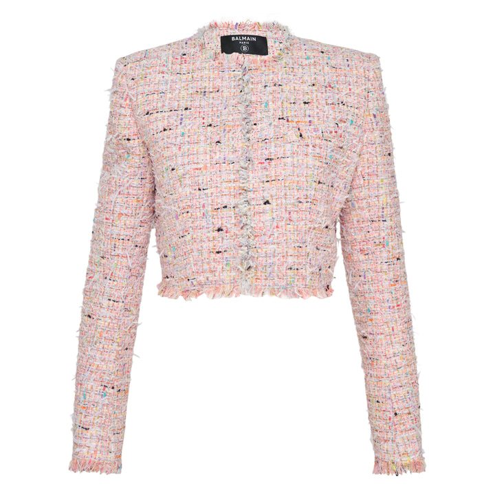 Multicolour Light Tweed Cropped Jacket