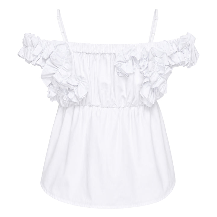 Off-Shoulder Ruffled Shirring Blouse