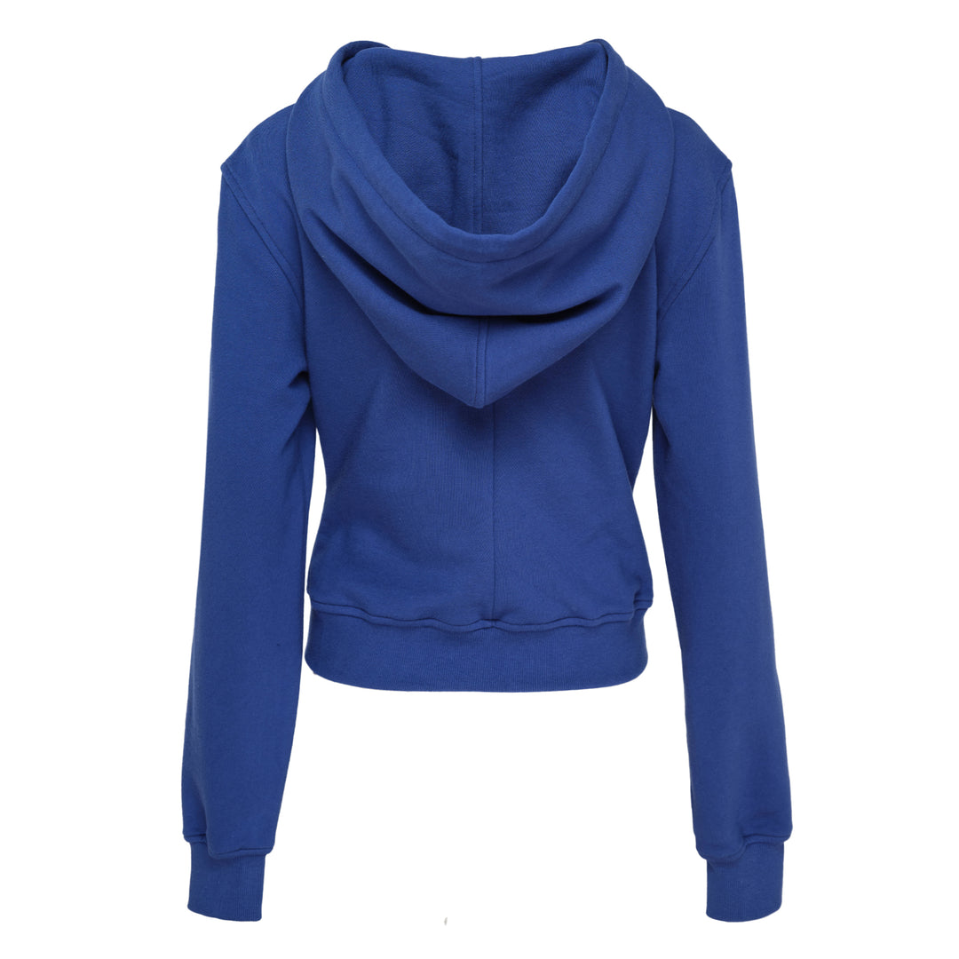 Blue Draped Zip-Up Hoodie